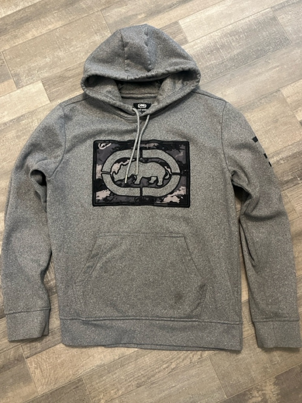 Ecko Unlimited Gray Hoodie with Camo Patch Logo